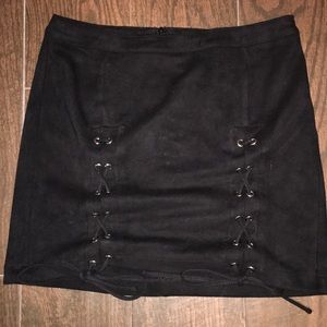 Black lace up skirt
